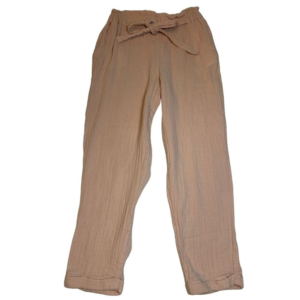 Peach Crepe Gauze SO‎ Womens High Rise Tapered M Pants With Tie